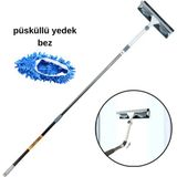 Özbience Mikrofiber Cam Mopu ve Yedek Bezli Cam Temizleme Aparatı Seti - Altın - Gri - Seçenek 1