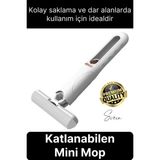 Özbience Mini Kelebek Mop Temizlik Seti, Portatif ve Pratik Cam Yüzey Silme Aparatı - Ahşap - Beyaz - Seçenek 1