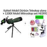 Özbience Mobil Çantalı 1200X Teleskop ve Mikroskop Seti - Su ve Sis Geçirmez - Ahşap - Seçenek 1