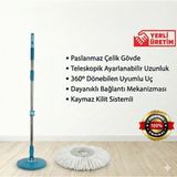Özbience Motek Mop Turbo Orijinal Yedek Sap Kilitli, Kolay ve Güçlü Temizlik - Antrasit - Seçenek 1