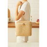 Özbience Orta Boy Jüt Buzluk Çantası, Termal Seyahat ve Piknik Için Uygun - Ahşap - Bej