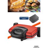 Özbience Parlak Kırmızı Granit Tost ve Izgara Makinesi, 1750W, 5 Kademe Isı Ayarı - Altın - Turkuaz
