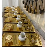 Özbience Paslanmaz Çelik Gold 6'lı Dikdörtgen Servis ve Sunum Tepsisi - Altın - Seçenek 1