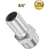Özbience Paslanmaz Çelik Hortum Rekoru Dişli Krom 11/4" Yüksek Kalite - Cappuccino