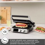 Özbience Paslanmaz Çelik Izgara ve Tost Makinesi, 6 Dilim, Zamanlayıcı, Dijital Ekran - Ahşap - Beyaz