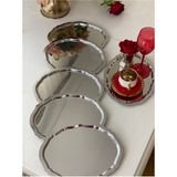 Özbience Paslanmaz Çelik Oval Dalgalı Servis Tepsisi 20X25 Cm, 6'lı Set - Altın - Gümüş - Bakır - Seçenek 1