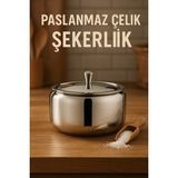 Özbience Paslanmaz Çelik Şık Görünümlü Şekerlik, Parlak ve Zarif Tasarım - Kestane Akaju - Seçenek 1