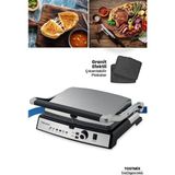 Özbience Paslanmaz Çelik Tost ve Izgara Makinesi, 2000W, Granit Plakalar - Ahşap - Beyaz