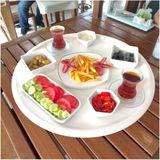 Özbience Paslanmaz Çelik Yer Sofrası 50 Cm, Kahvaltı ve Yemek Tepsisi - Ahşap - Beyaz - Seçenek 1