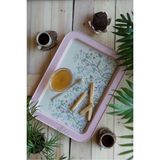 Özbience Pembe Desenli Dikdörtgen Tepsi 32X43 Cm, Şık ve Kullanışlı Tasarım - Ahşap - Bej - Seçenek 1