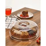 Özbience Pleksi Kek Fanusu, Kristal Sunum Tepsisi, 25 Cm, Pasta ve Kek Sunum Standı - Ahşap - Beyaz - Seçenek 1