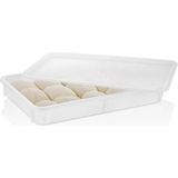 Özbience Polietilen Pizza Hamur Teknesi 400X600X75 Mm, Kapakli, Dayanıklı ve Pratik - Ahşap - Beyaz