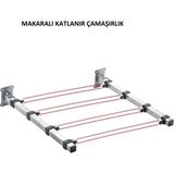 Özbience Pratik Metal Katlanır Duvara Monte Çamaşır Askısı - Altın - Gri - Seçenek 1