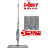 Özbience Pratik Mikrofiber Sprey Mop Temizlik Seti 3'lü Gri - Cappuccino - Seçenek 1