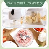 Özbience Pratik Mini El Rondosu, 3 Bıçaklı, 250ML, Beyaz, Şarjlı, Garantili - Ahşap - Beyaz