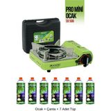 Özbience Pratik Mini Kamp Ocağı, Çantalı, Gaz Stop Emniyetli, 7 Adet 227 gr Kartuş - Ahşap - Seçenek 1