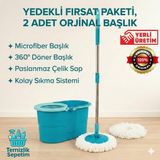 Özbience Pratik Temizlik Seti, Döner Başlıklı, Sıkma Sistemli, 2 Adet - Altın - Turkuaz - Seçenek 1