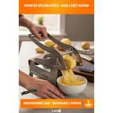 Özbience Pratik ve Ergonomik Paslanmaz Çelik El Tipi Patates Dilimleyici - Açık Gri