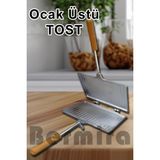 Özbience Pratik ve Şık Alüminyum Ocak Üstü El Tost Makinesi, 24X18 cm - Altın - Gri