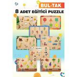 Özbience Renkli Ahşap Türkçe 8'li Eğitici Yapboz Seti Çocuklar Için - Seçenek 1