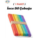 Özbience Renkli Ince Dondurma Çubuğu, 50'li Tahta Spatula Paketi - 860-Turuncu - Seçenek 1