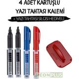 Özbience Renkli Kartuşlu Beyaz Tahta Kalemi Seti ve Silgi, 4'lü Paket - 001-Renkli - Seçenek 1