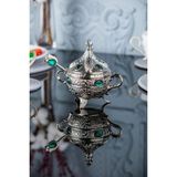 Özbience Renkli Taşlı ve Kaşıklı Metal Şekerlik, Şık ve Zarif Tasarım - 001-Renkli - Seçenek 1