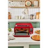 Özbience Retro Tarzda Çok Fonksiyonlu Pizza ve Airfryer, Şık Metallic Kırmızı Renk - Açık Bej