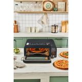 Özbience Retro Tasarımlı Çok Fonksiyonlu Pizza ve Airfryer Makinesi, Şık Siyah Renk - Ahşap