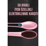 Özbience Saç Düzleştirici Fön Tarağı, Isı Ayarlı, Elektriklenmeye Karşı, Sıkı Dişli - Altın - Seçenek 1