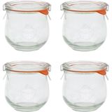 Özbience Şeffaf 370 ml Lale Desenli Cam Saklama Kavanozları (4'lü Set)