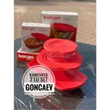 Özbience Şeffaf 3'lü Borcam Kapaklı Set, Dayanıklı ve Kullanışlı Tasarım - Altın - Seçenek 1