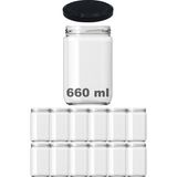 Özbience Şeffaf Cam Kavanoz 660 Ml, Metal Kapaklı, 12 Adet Set - Ahşap