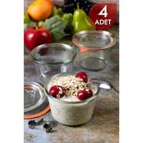 Özbience Şeffaf Cam Saklama Kavanoz Seti, 370 Ml, 4'lü Paket, Dayanıklı ve Şık - Ahşap