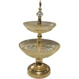 Özbience Şeffaf Kristal Cam Şekerlik, 2 Katlı, Yuvarlak, 25X25X43 cm - 05S-Sarı - Seçenek 1