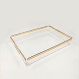 Özbience Şeffaf Pleksi Sunum Tepsisi, Gold Detaylı, 27.5 x 38 Cm, Söz ve Nişan Servisi - Altın - Seçenek 1