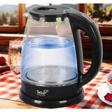 Özbience Şeffaf ve Modern Tasarımlı Isıtıcı Cam Kettle, Parlak Görünüm - Ahşap - Ceviz