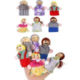 Özbience Sevimli Ahşap Parmak Kukla Aile Seti, Montessori Oyun Ev Figürleri - Seçenek 1 - Ahşap - Beyaz