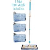 Özbience Sihirli Dünya Mop 3’lü Mikrofiber Bezler, Alüminyum Teleskopik Sopa - Ahşap - Seçenek 1