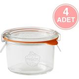 Özbience Şık 200 ml Cam Saklama Kavanozu Seti - 4 Adet, Pratik ve Sağlam Tasarım - Ahşap - Beyaz