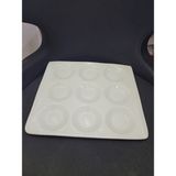 Özbience Şık 27X29CM Beyaz Porselen Kahvaltılık ve Meze Sunum Tabakası - Ahşap - Beyaz