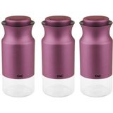 Özbience Şık 3'lü Orta Boy Kavanoz Seti, 600ML Baharatlıklar - Amber