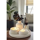 Özbience Şık 5'li Dekoratif Set: Vazo, Kokulu Mum, Tealight ve Oda Kokusu - Ahşap - Beyaz - Seçenek 1