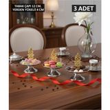 Özbience Şık Ayaklı Şekerlik ve Lokumluk, 12 cm Gümüş Sunum Tabakası - 001-Renkli - Seçenek 1