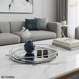 Özbience Şık Aynalı Yuvarlak Dekoratif Tepsi 34X34X5CM - Altın - Gümüş - Bakır - Seçenek 1