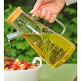 Özbience Şık Bambu Kapaklı Borosilikat Cam Yağdanlık 900 ml - Seçenek 1