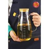 Özbience Şık Cam Yağdanlık ve Sirkelik, Bambu Kapaklı, Modern Mutfak Aksesuarı - Seçenek 1