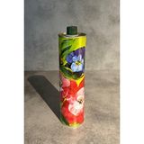 Özbience Şık Metal Silindir Zeytinyağı Tenekesi, 750 ml Kapaklı, Çiçek Desenli - Seçenek 1