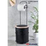 ozbience Şık Metal Standlı Banyo ve Mutfak Çöp Kovası Seti