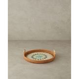 Özbience Şık Sedefli Rattan Tepsi, Kahverengi, 28 Cm, Dekoratif ve Kullanışlı - Ahşap - Ceviz - Seçenek 1